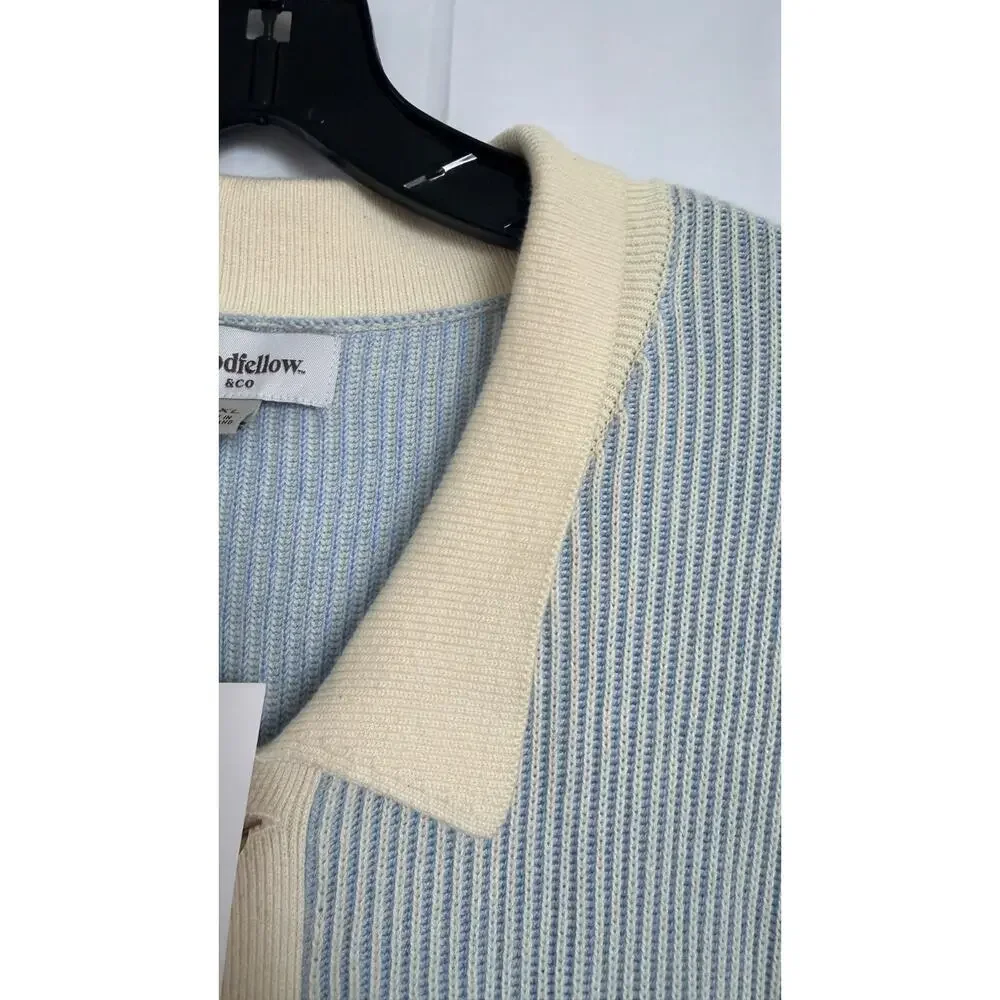 Goodfellow & Co Men's XXL Rib Knit Button Sweater Blue Ivory NWT FAST SHIPPING